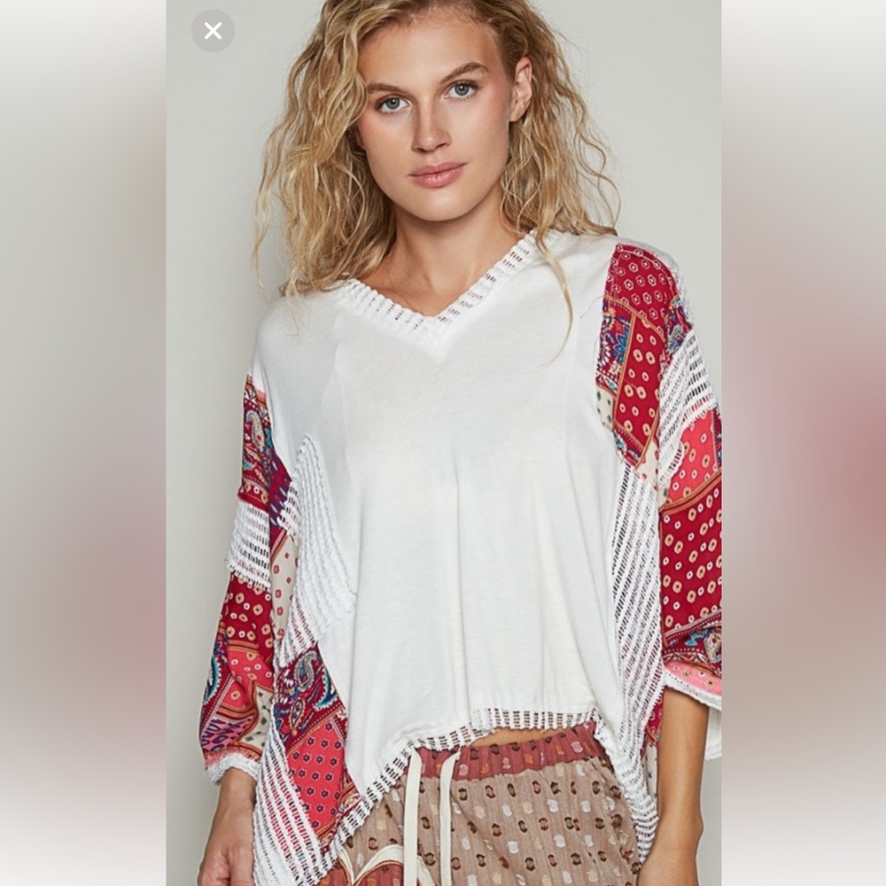POL White and Red Boho Tunic - Picture 4 of 6